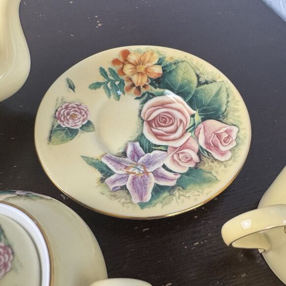 Hour Of Power Genuine Bone China Tea Set Service Pot Creamer Sugar Bowl Cups - Picture 9 of 12